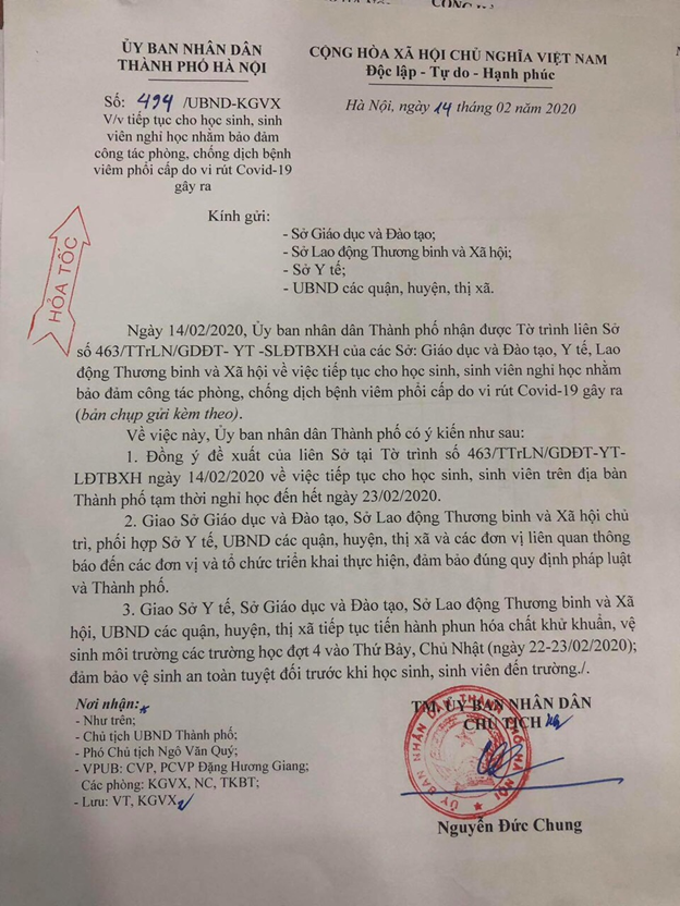 Học sinh tiếp tục nghỉ học để đảm bảo an toàn trước dịch bệnh Viêm phổi cấp do virut Corona