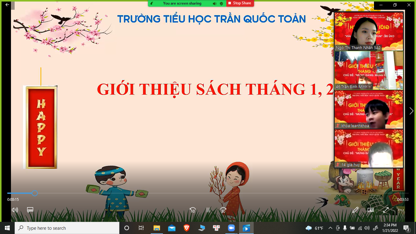 Trường Tiểu học Trần Quốc Toản giới thiệu sách tháng 1, 2 năm học 2021 - 2022