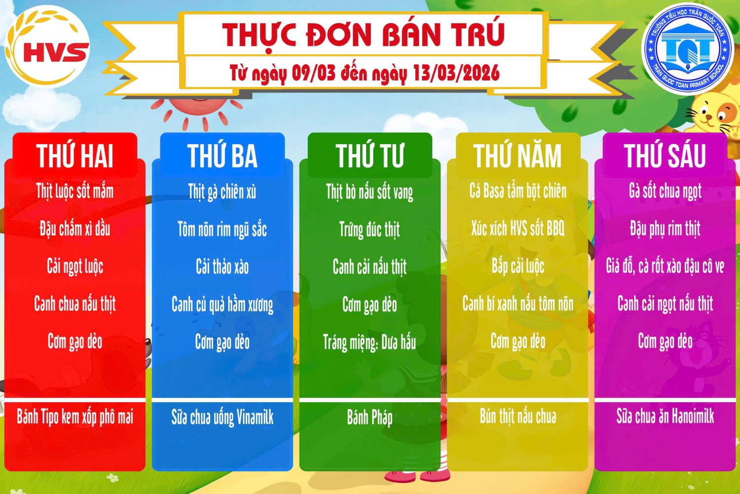 THỰC ĐƠN NG 9 03 ĐẾN NGÀY 13 3 2026