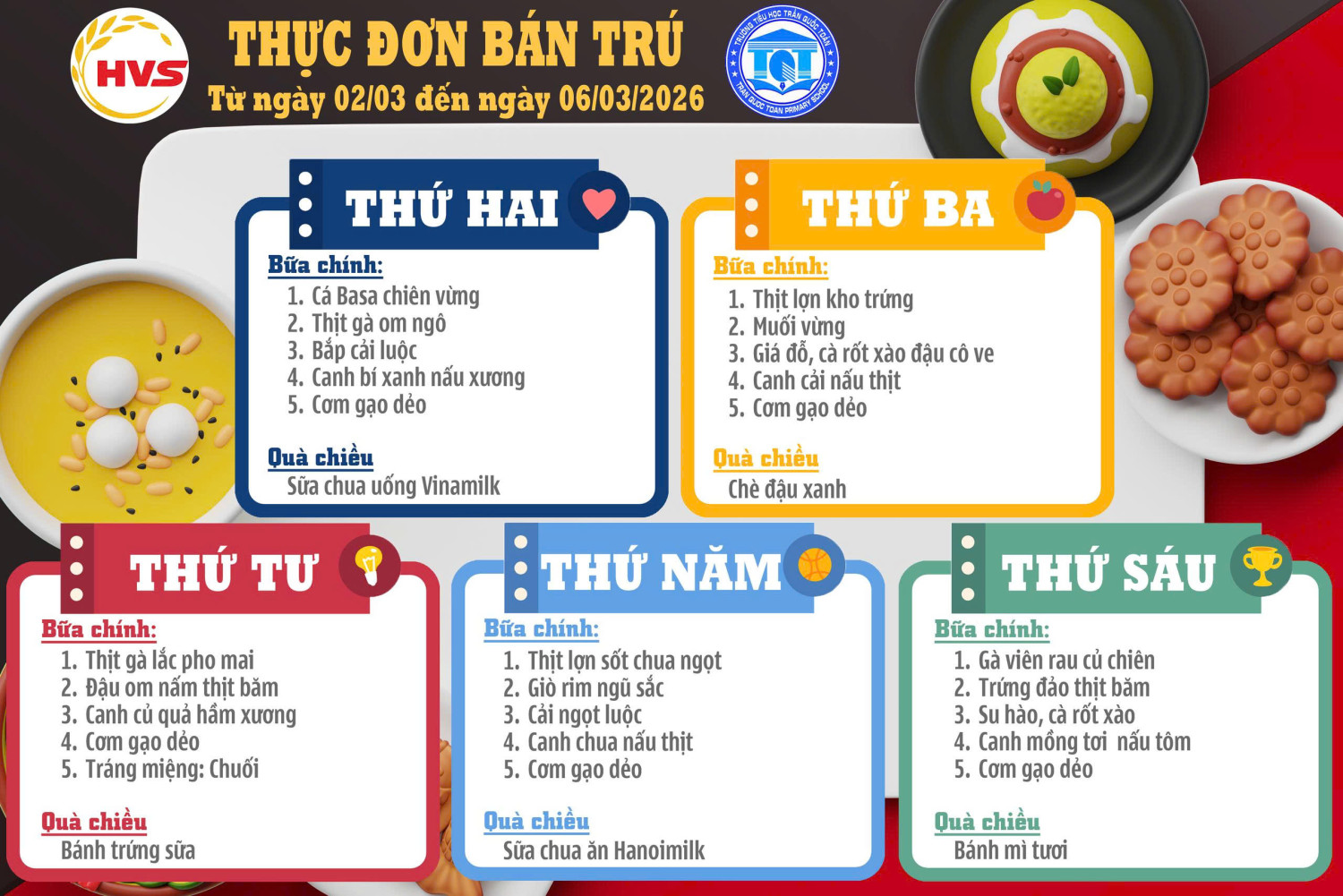 THỰC ĐƠN NGÀY 2 03 ĐẾN NGÀY 6 03 2026
